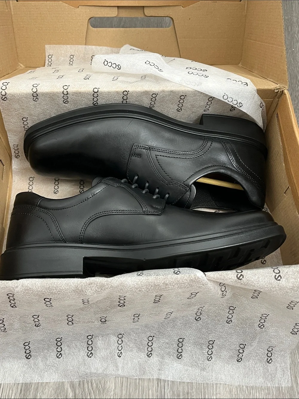 Ecco Helsinki 2 Derby men’s dress shoes black leather EU 42 US size 8-8.5